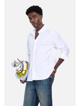 Snitch - White Solid Full Sleeves Regular Semi Casual Shirt for Men