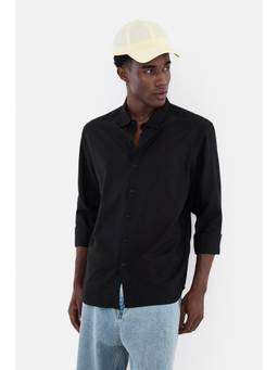 Snitch - Black Solid Full Sleeves Regular Semi Casual Shirt for Men