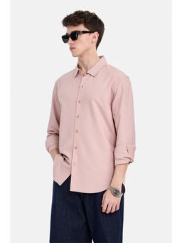 Snitch - Pastel Pink Solid Full Sleeves Regular Semi Casual Shirt for Men