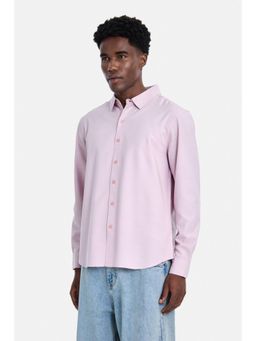 Snitch - Pastel Pink Solid Full Sleeves Regular Semi Casual Shirt for Men