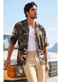 Snitch - Multicolour Printed Half Sleeves Oversized Shirt for Men