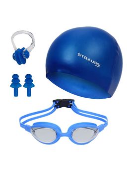 Strauss - Blue Swimming Goggles Set with Uv and Anti Fog Protection