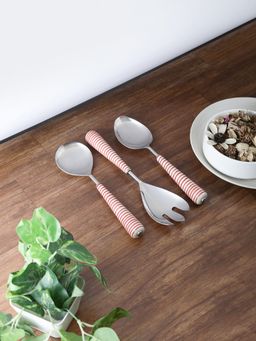 VarEesha - Handmade Red Spiral Ceramic Serving Spoons Set of Three
