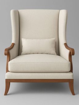 JABRIX - Premium Beige Thick Padded Velvet Sofa Lounge Chair with Cushion