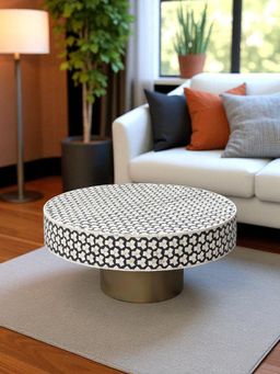 JABRIX - Bone Inlay Round Coffee Table -Targua