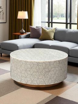 JABRIX - Bone Inlay Round Coffee Table -Geo
