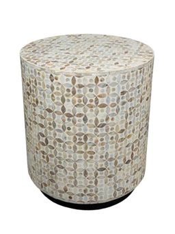 JABRIX - Mother Of Pearl Inlay Drum Side Table- Nemo
