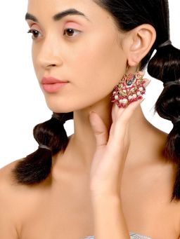 Odette - Women Stunning Red Beaded Statement Drop Earrings