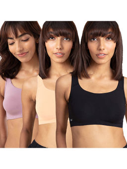 Nykd by Nykaa - Po3 Soft Cup Easy-peasy Slip-on Bra - Nyb113 Skin, Black & Elderberry