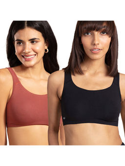 Nykd by Nykaa - PO2 Easy-Peasy Slip-On Bra With Full Coverage-Mahogany & Black-NYB113