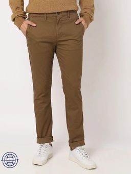 GAP - Men Brown Cotton Solid Skinny Fit Casual Trouser