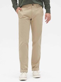 GAP - Men Brown Cotton Blend Solid Regular Fit Casual Trouser