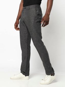 GAP - Men Black Linen Textured Slim Fit Casual Trouser