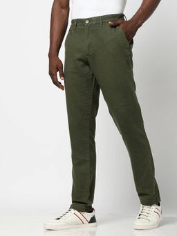 GAP - Men Green Linen Solid Slim Fit Casual Trouser