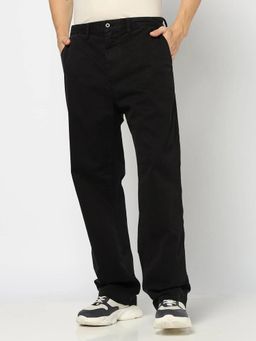 GAP - Men Black Cotton Solid Loose Fit Chinos