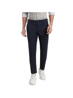 ColorPlus - Men Blue Cotton Blend Solid Tapered Fit Casual Trouser