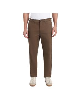 ColorPlus - Men Brown Cotton Blend Solid Regular Fit Casual Trouser