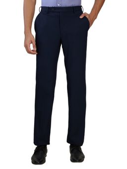Park Avenue - Men Blue Polyviscose Solid Slim Fit Formal Trouser