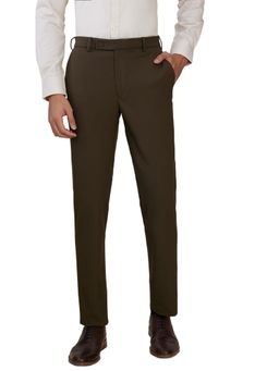 Park Avenue - Men Brown Polyviscose Solid Slim Fit Formal Trouser