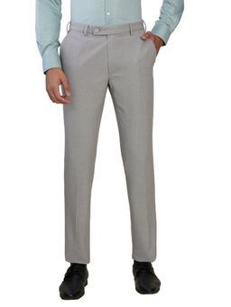 Park Avenue - Men Grey Polyviscose Solid Slim Fit Formal Trouser