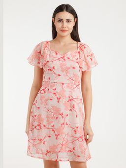 Zink London - Womens Pink Floral Mini Dress