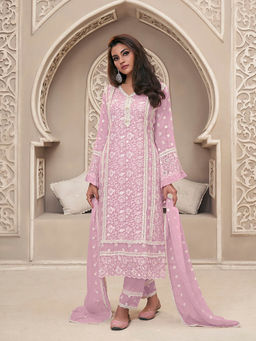 Seerat - Lavender Schiffli Embroidered Kurta with Pant & Dupatta (Set of 3)