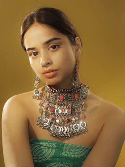 Digital Dress Room - Banjara Oxidized Jewellery Set Enamel Dangling and Ghungroo Design for Women