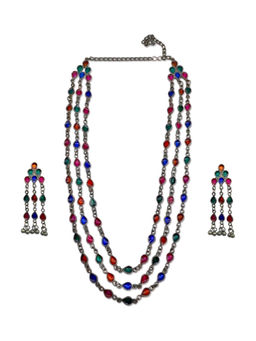Digital Dress Room - Banjara Oxidized Longjewellery Set Multi Enamel 3 Layer Design for Women