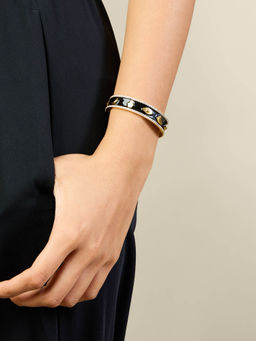 Isharya - Lucky Charms Black Bangle In 18Kt Gold Plated Bracelet