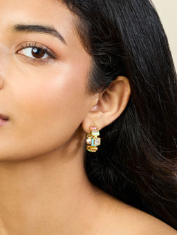 Isharya - Multi Squares Hoops In 18Kt Gold Plated