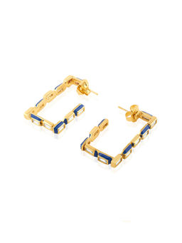 Isharya - Square Blue Enamel Hoops In 18Kt Gold Plated