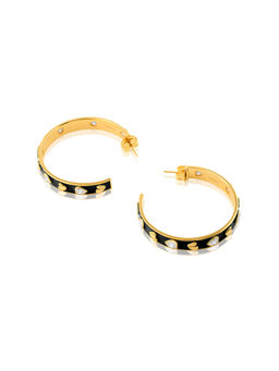 Isharya - Lucky Charms Black Hoops In 18Kt Gold Plated