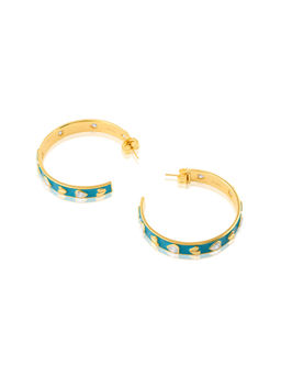 Isharya - Lucky Charms Turquoise Hoops In 18Kt Gold Plated