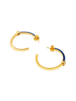 Isharya - Blue Sweet Heart Hoops In 18Kt Gold Plated