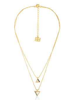 Isharya - Black Triangles Layered Necklace In 18Kt Gold Plated