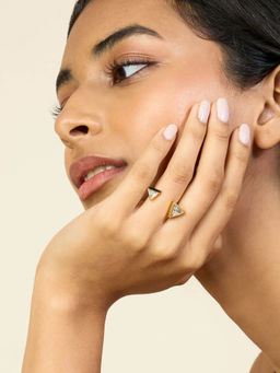 Isharya - Black Triangles Open Ring In 18Kt Gold Plated