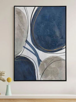 At Home by Nilkamal - Abstract Circle Decorative Wall Painting (Blue & Brown)