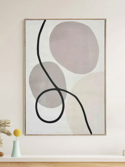 At Home by Nilkamal - Abstract Decorative Wall Painting (Beige & Cream)