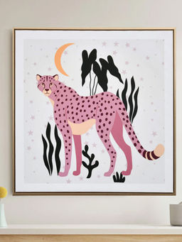 At Home by Nilkamal - Standing Cheetah Canvas Wall Painting (Multicolor)