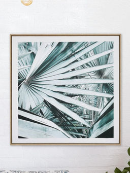 At Home by Nilkamal - Palm Leaf Canvas Wall Painting (Green)