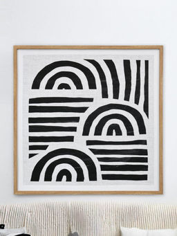 At Home by Nilkamal - Geometric Canvas Wall Painting (Black & White)
