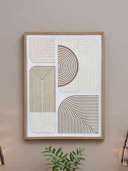 At Home by Nilkamal - Geometric Canvas Wall Painting (Beige & Cream)