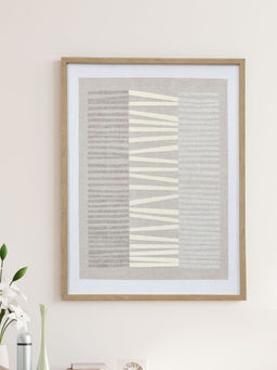 At Home by Nilkamal - Geometric Lines Canvas Wall Painting (Beige & Cream)