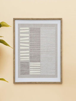 At Home by Nilkamal - Geometric Lines Canvas Wall Painting (Beige & Cream)
