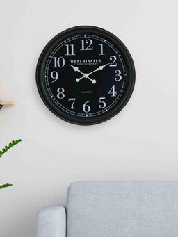 At Home by Nilkamal - Vintage Look Round Analog Wall Clock (Black & White)