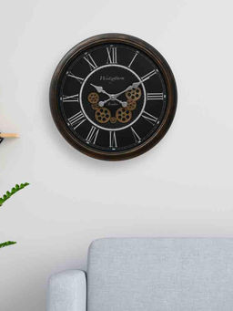 At Home by Nilkamal - Vintage Look Gear Analog Wall Clock (Antique Gold and Black)
