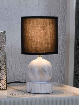 At Home by Nilkamal - Marble Finish Ceramic Base Table Lamp (White)