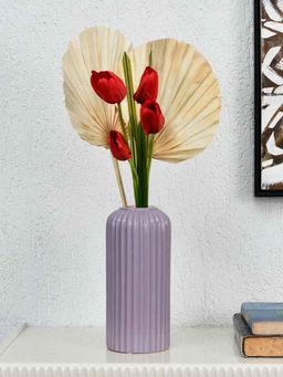 At Home by Nilkamal - Cylindrical Decorative Ceramic Vase (Lilac)