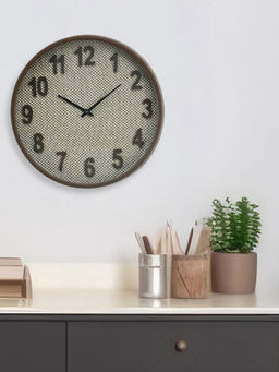 At Home by Nilkamal - Round Plastic Analog Wall Clock (Taupe)