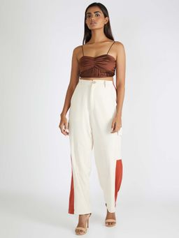 Deme - Brown Solid Crop Top